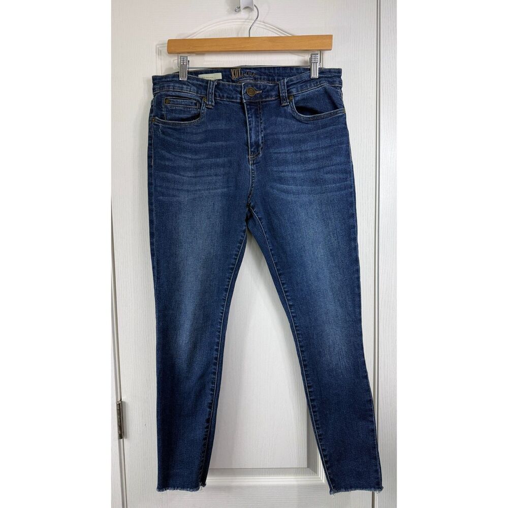 KUT from the Kloth Carlo Ankle Skinny Jeans Womens 12 Raw Hem Stretch Blue